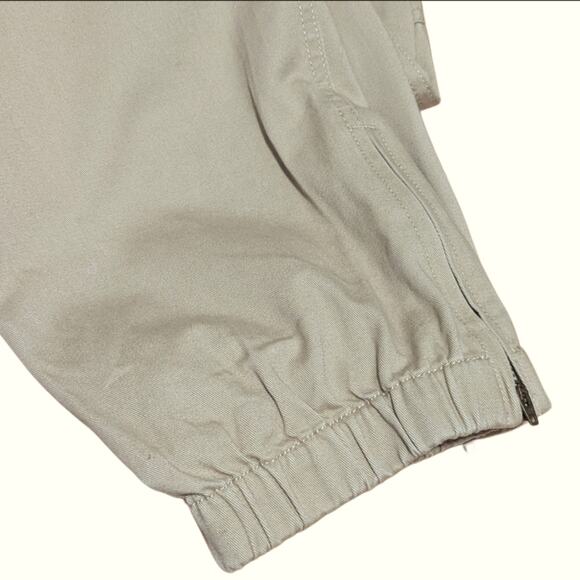 L.L. Bean Signature Khaki Washed Cotton Cropped Side Zip Jogger Pants NWOT - Picture 4 of 5